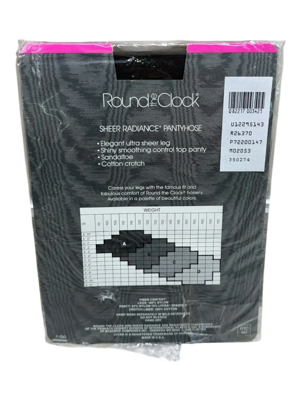 Round The Clock Control Top Ultra Sheer Radiance Pantyhose Sz B Bit O Black 147